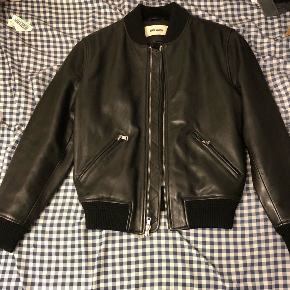 Buck Mason Bruiser Leather Bomber Jacket